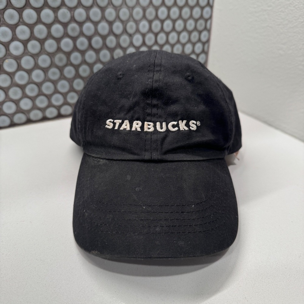 Starbucks Hat Cap Spellout Strap Back Black‎ Employee Adjustable
